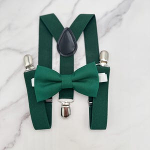 Emerald Bow Tie & Suspenders – All Sizes Baby to Adult, Ring Bearer Outfit, Groomsman Gift, Boho Wedding, Pocket Square Set