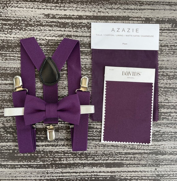PLUM Purple Bow Tie & Plum Suspenders Ring Bearer Groom Best Etsy