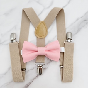 Ballet Bow tie & Suspenders | Champagne Braces | Pocket Square | Ring Bearer Outfit | Boho Rustic Wedding Outfit | Groomsman Gift