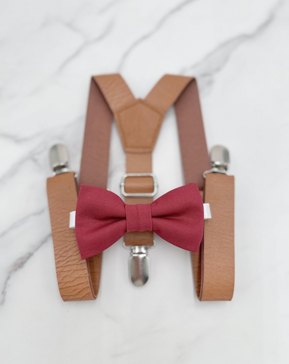 Burgundy Textured Leather Bow Tie Burgundy Textured Leather Bow Tie