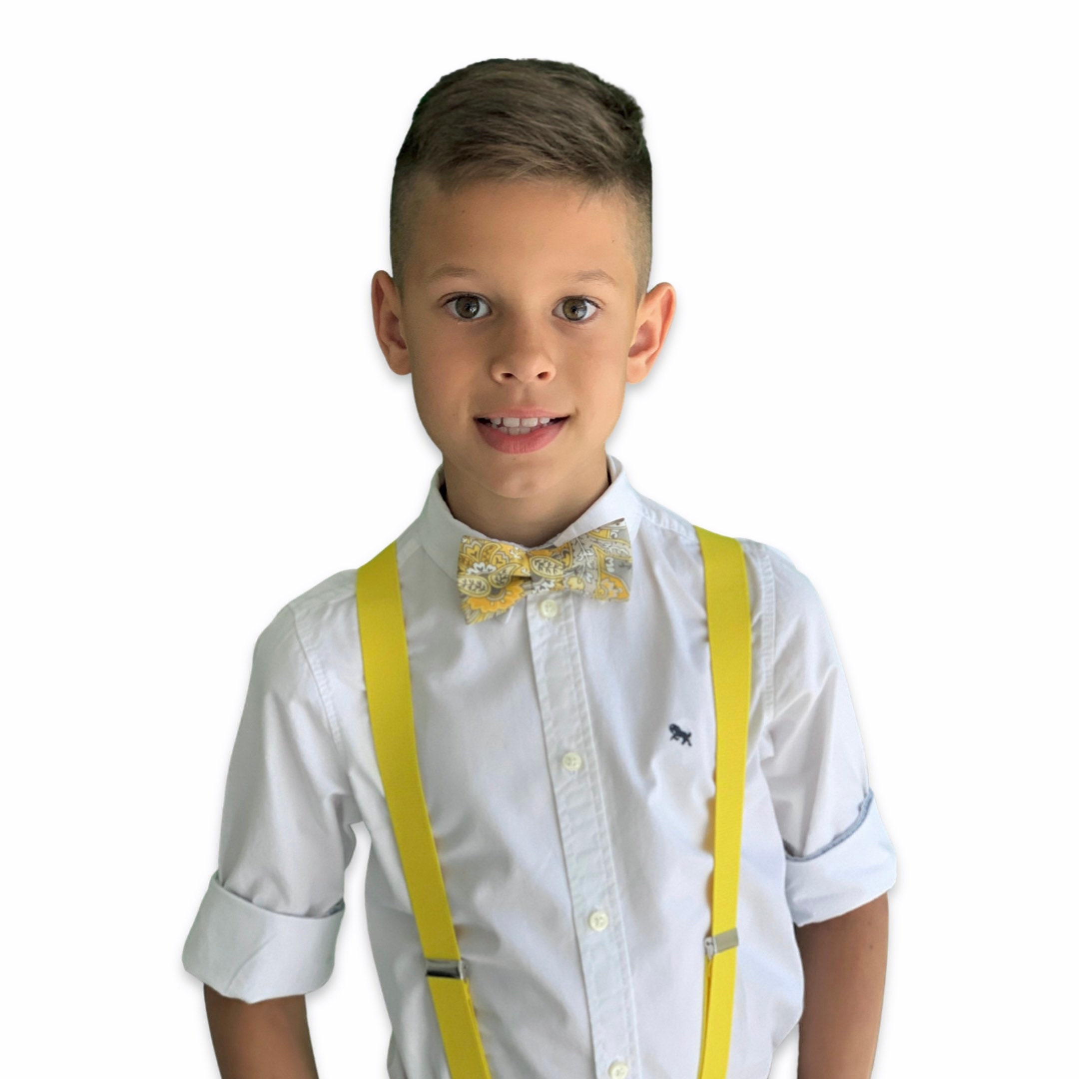 Men's Kids YELLOW Suspenders & Yellow Gray Paisley Cotton - Etsy