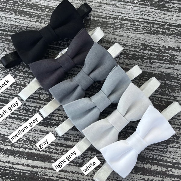 Gray bow tie , Black bow ties , White bow tie , Pewter bow tie , Mystic bow tie , Kids Boys Baby Mens Ring Bearer Groom best Man bow ties