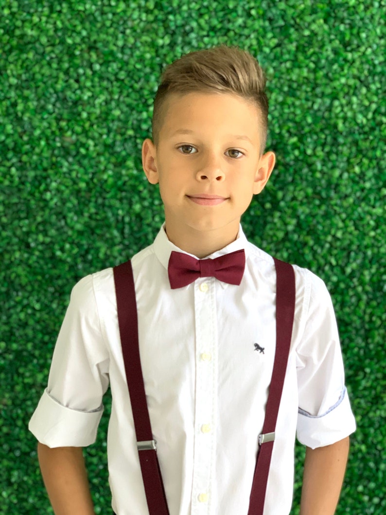 Suspenders SET 8mon Adult Kids Mens Baby Boys Dark Burgundy Etsy