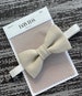 Rustic Tan Ivory Linen Bowtie , Groom Best man Bow Tie , Mens Wedding Outfit , Newborn Baby Boy Kids Ring Bearer Bow tie 