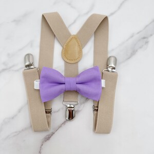 Tahiti Bow tie & Suspenders | Champagne Braces | Pocket Square | Ring Bearer Outfit | Boho Rustic Wedding Outfit | Groomsman Gift