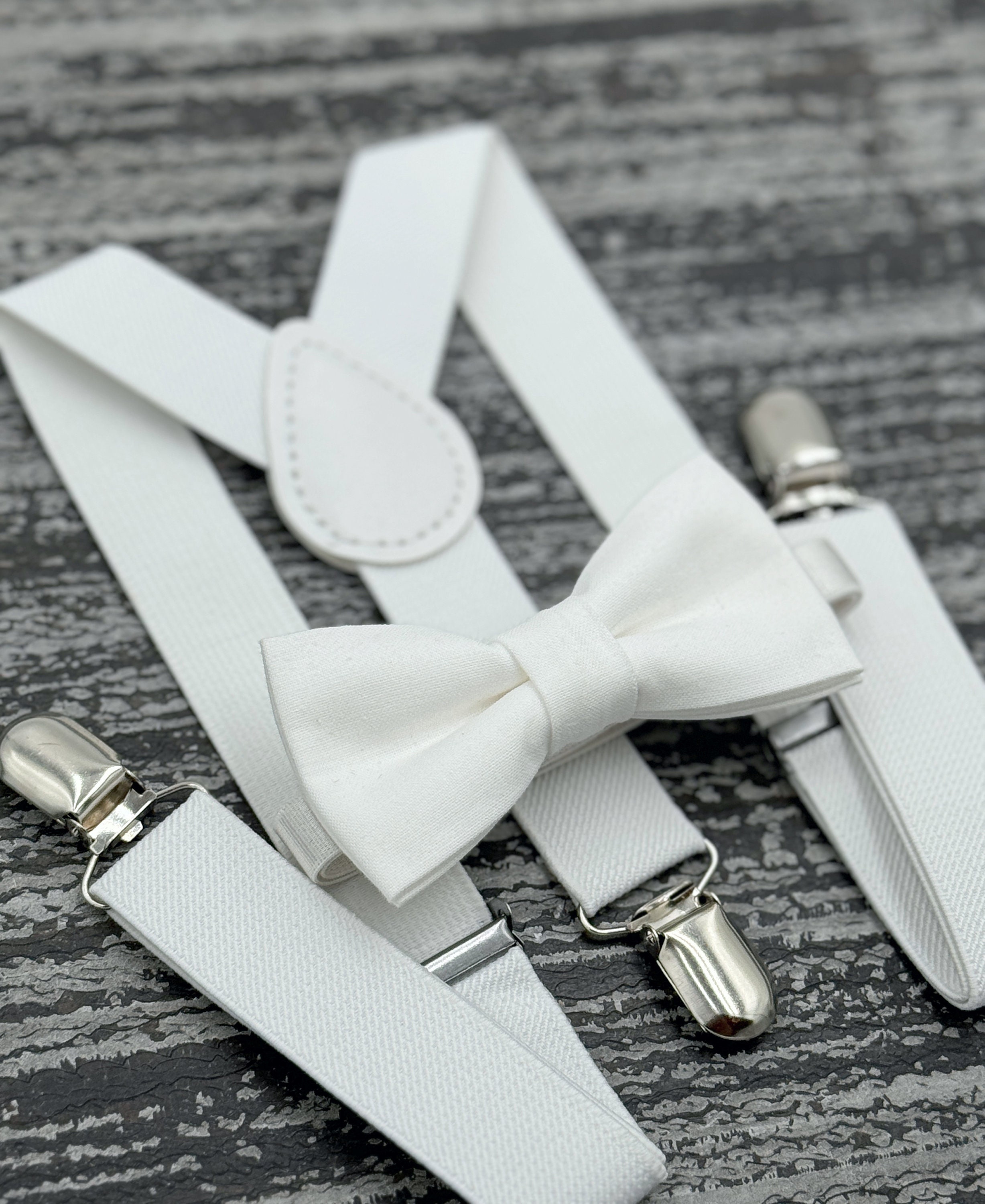Ivory Suspenders for Men, Button Suspenders, Cream White