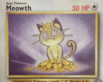 Meowth Pokemon Trading Card - Etsy Meowth Pokemon Trading Card - Etsy