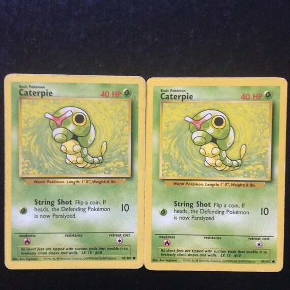 Caterpie Pokemon Trading Card - Etsy Caterpie Pokemon Trading Card - Etsy