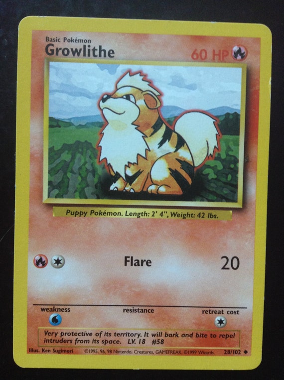 Growlithe Pokemon Trading Card - Etsy