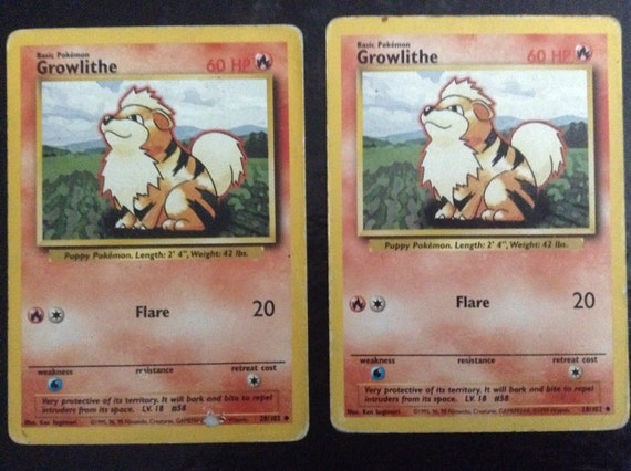 Growlithe Pokemon Trading Card - Etsy Growlithe Pokemon Trading Card - Etsy
