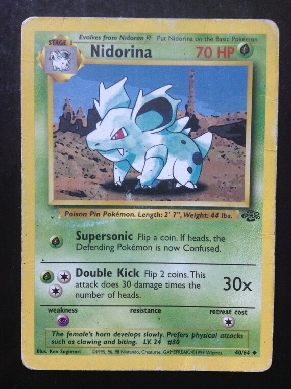 pokemon cards nidorina Pokémon Card Nidorina #30 TV Animation Blue Logo 1st Print ENG L015193 –  AGS Collectibles main image 1