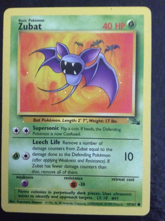 Zubat Pokemon Trading Card - Etsy