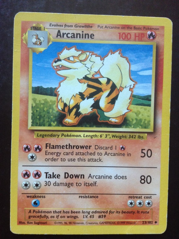 1995 arcanine pokemon card Arcanine · Base First Edition #23(Shadowless) main image 0