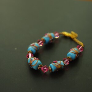 Funky Glass Beaded Bracelet with Swarovski Crystals