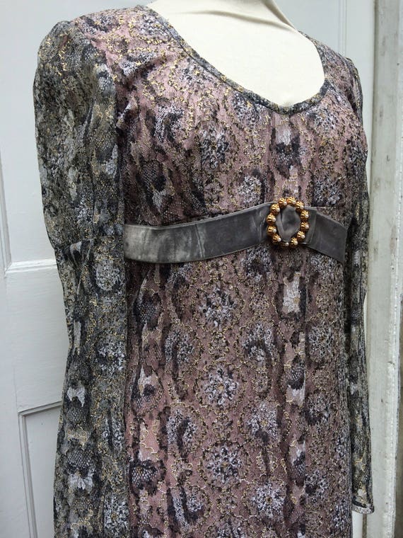 Late 60s Lurex lacey snake print Maxi dress Dollyr