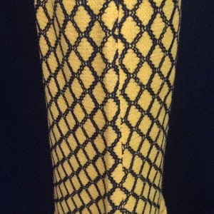 1970s Vintage Lanvin maxi skirt Bright Yellow and Black checked crochet boho Hippie image 5