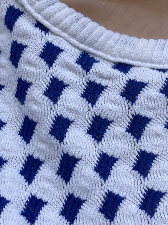Early 60s, cotton knit, royal blue and white, sle… - image 7