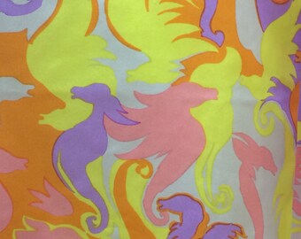 Spectacular Italian Silk Seahorse Printed loons late 60s