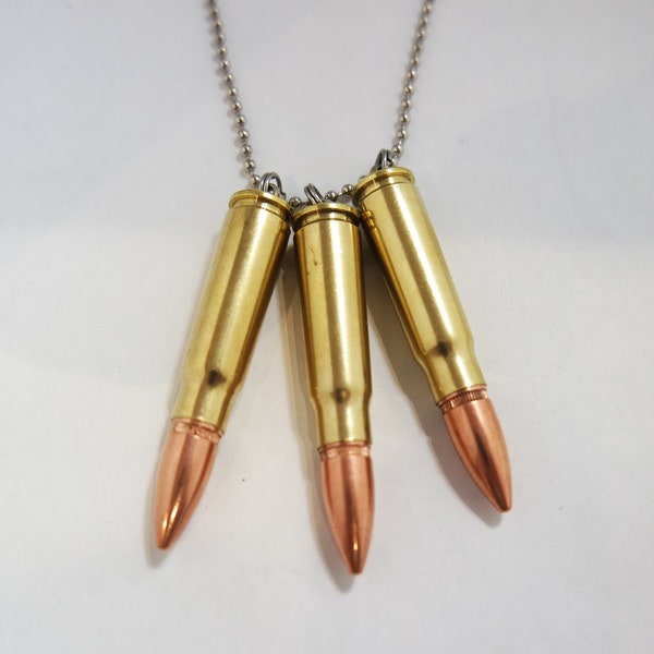 Bullet jewelry, 3 pendants or key rings, set of three  7.62 x 39  AK 47