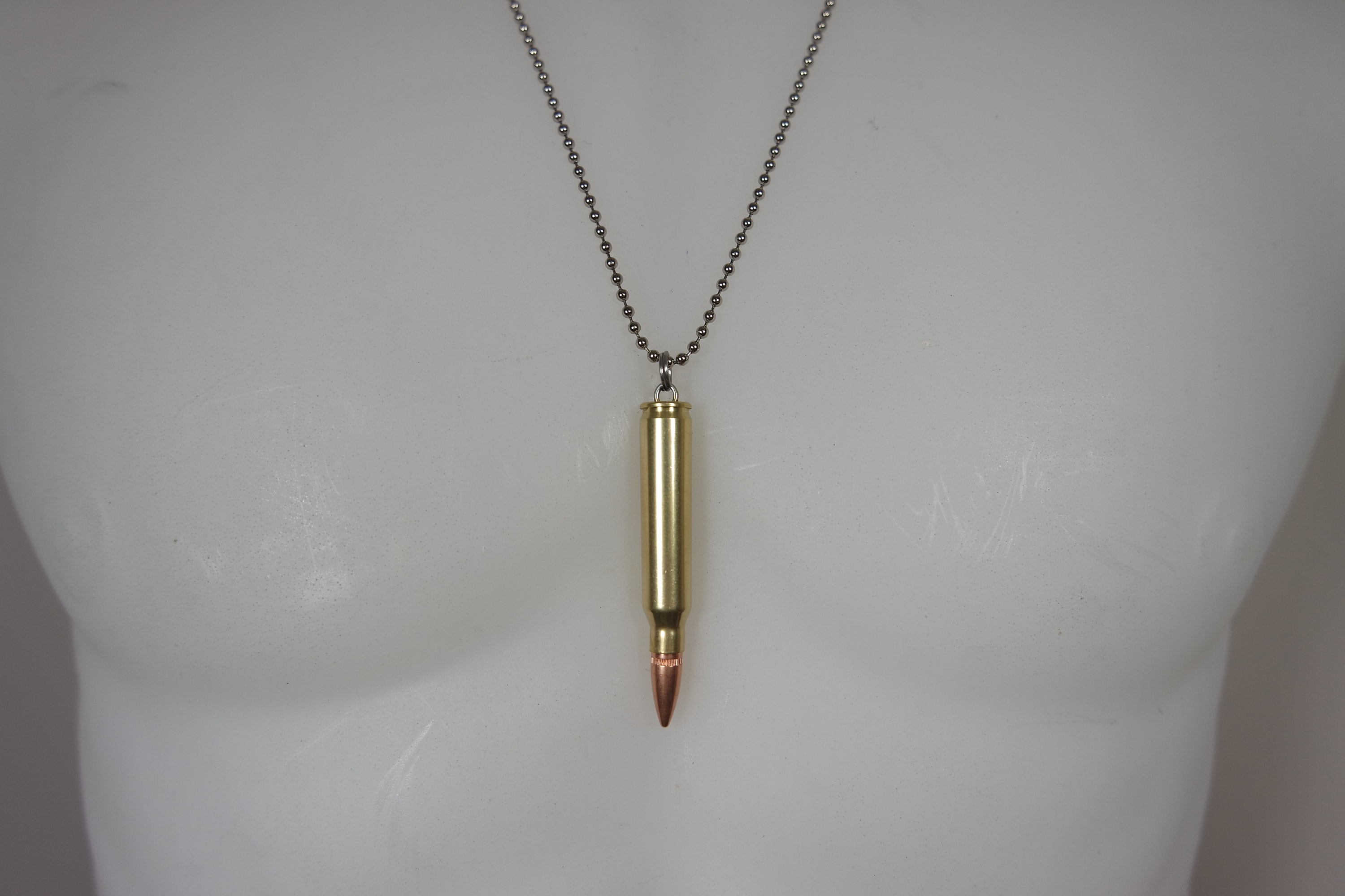 Bullet Pendant  jewelry 223 (NATO 5.56) on a 24 inch dog tag chain, n…