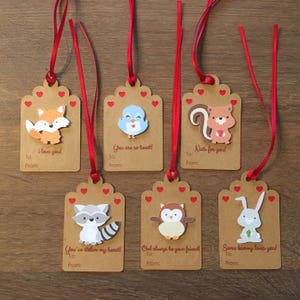 Creatures Valentine&#39;s Day tags (Set of 6)