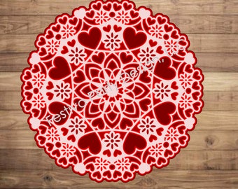 Valentine's Day Layered Mandala & Card COMBO- Digital Files (Svg, Eps, Studio)