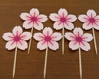 Cherry Blossom Cupcake Toppers (Set of 12)