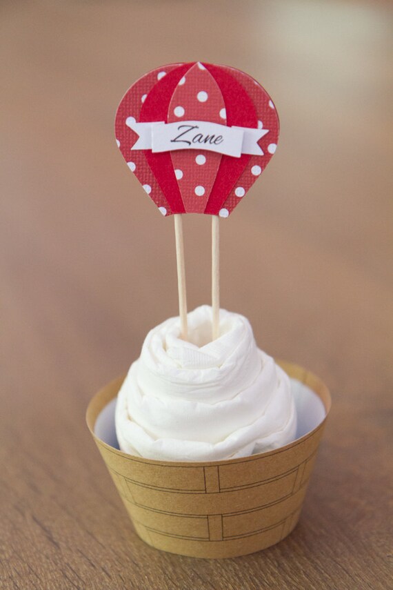 NEW!!!! Hot air balloon cupcake wrappers and toppers (Set of 12) Personalized Il_570xn