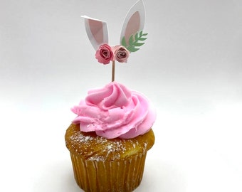 Bunny Ears Cupcake Toppers (Set of 12)/ Easter, Baby Shower, Birthday, Flower