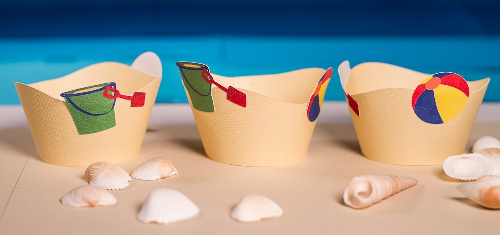 Summer Beach Party Sand Cupcake wrappers Set of 12