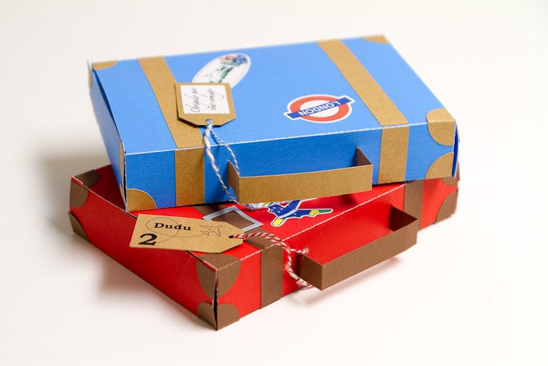 Airplane Party Favor Boxes set of 4 Luggage Favor Boxes Etsy