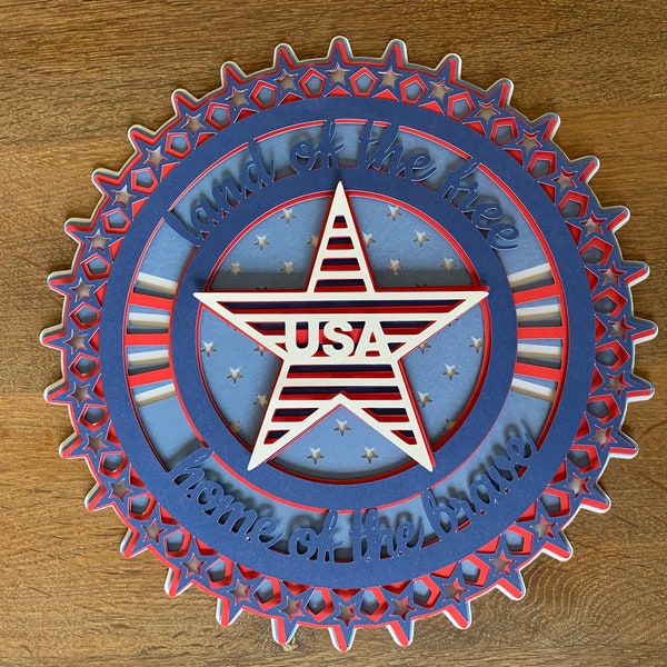 Patriotic - 4th of July - Independence Day Mandala / Shadow Box - Digital Files (SVG, EPS, DXF, Studio) Patriotic - 4th of July - Independence Day Mandala / Shadow Box - Digital Files (SVG, EPS, DXF, Studio)