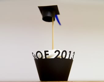 Graduation Cupcake wrappers and toppers - Set of 12