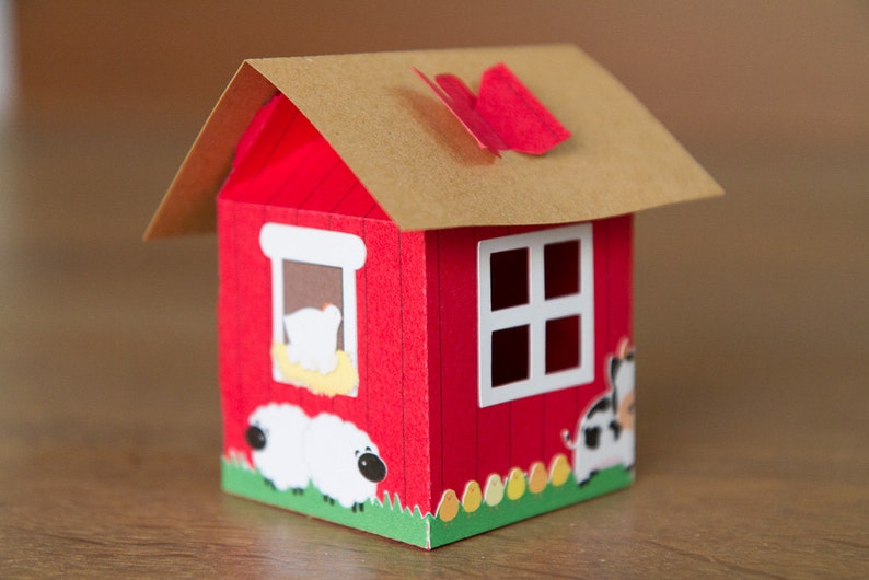 Barn Farm Favor Boxes / Treat Boxes set of 4 Etsy