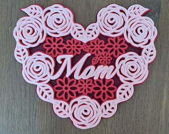 Mother's Day Heart  Mandala / Shadow Box - Digital Files (Svg, Eps, Dxf, Studio)