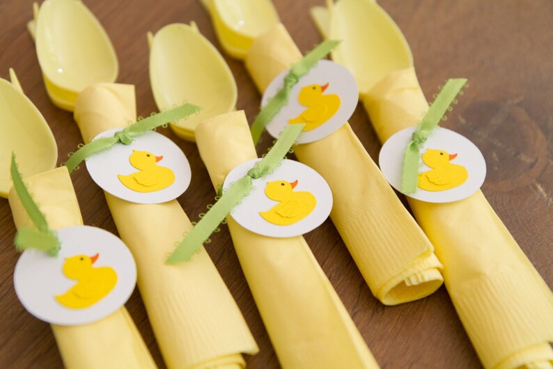 Baby Shower / Rubber Duck Tags Plastic Silverware and Paper Etsy