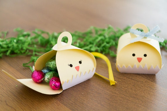 Easter Favor Boxes Treat Boxes Bunny and Chick Set of 8 Easter Favor Boxes Treat Boxes Bunny and Chick Set of 8