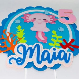 Personalized Axolotl Cake topper image 7