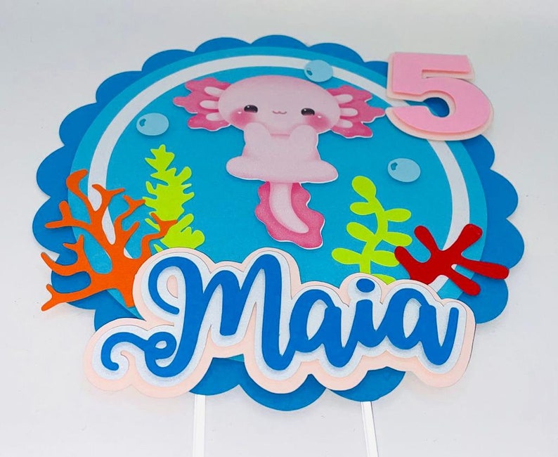 Personalized Axolotl Cake topper image 7