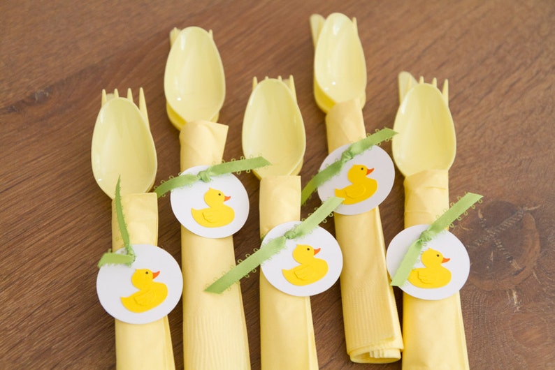 Baby Shower / Rubber Duck Tags Plastic Silverware and Paper Etsy