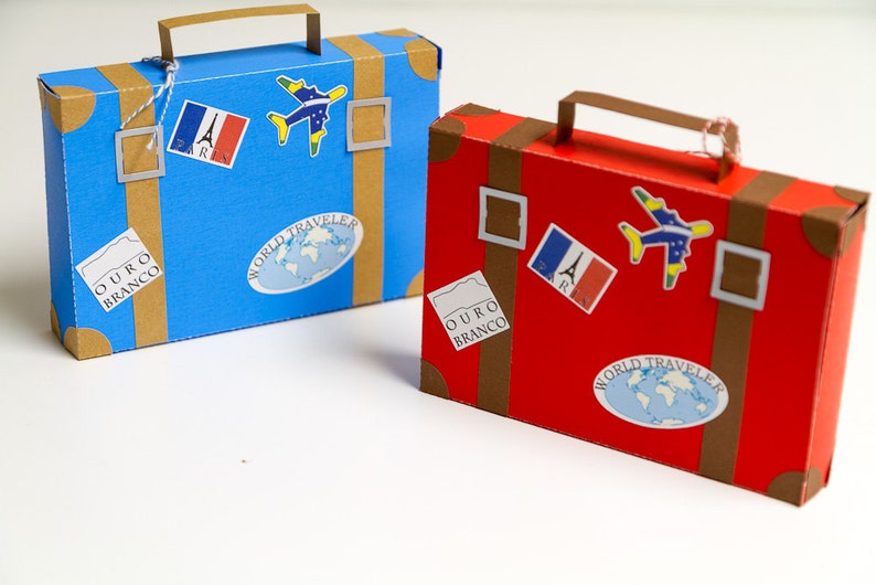 Airplane party favor boxes set of 4 Luggage favor boxes Personalized image 4