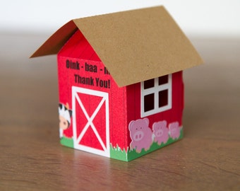 Barn Farm Favor Boxes / Treat boxes (Set of 4)