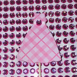 Pink and white plaid dress Cupcake Toppers Set of 12 image 4