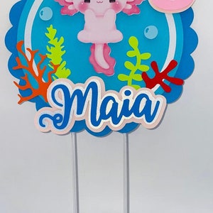 Personalized Axolotl Cake topper image 4