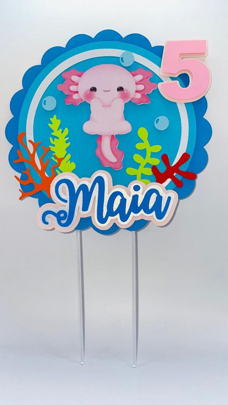 Personalized Axolotl Cake topper image 4