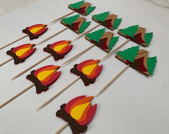 Camping Cupcake Toppers (Set of 12)