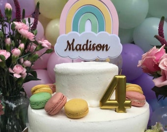 Rainbow/Boho Rainbow Cake topper / Personalized