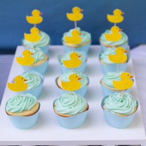 Baby Shower / Rubber Duck cupcake toppers and wrappers (set of 12)