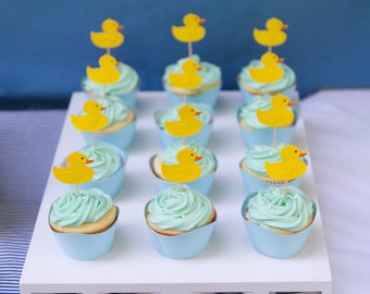 Baby Shower / Rubber Duck cupcake toppers and wrappers (set of 12)