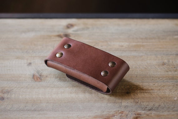 Piccola Custodia Porta Attrezzi Leatherman Wingman / in Vera Pelle Nera